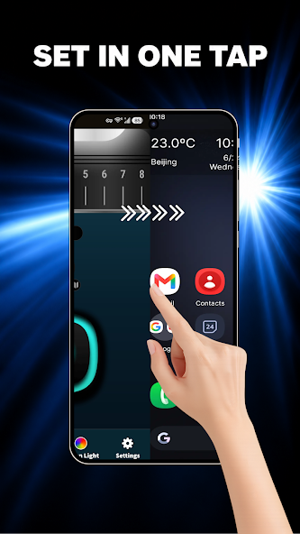 Flashlight Pro screen shown beside a phone home screen.